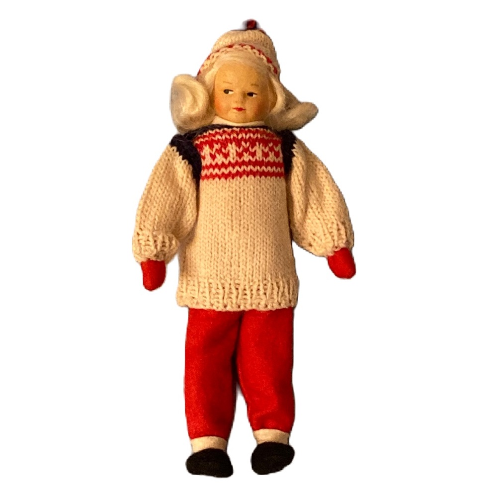 Vintage 1950s Husfliden Handmade Norwegian Ski Figurine Doll